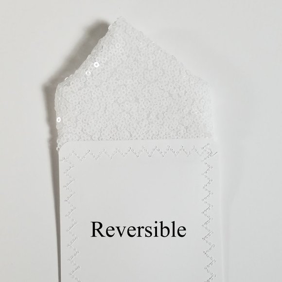 Men's Sequin Pre-Folded Pointed Pocket Square Insert - White - Picture 6 of 8